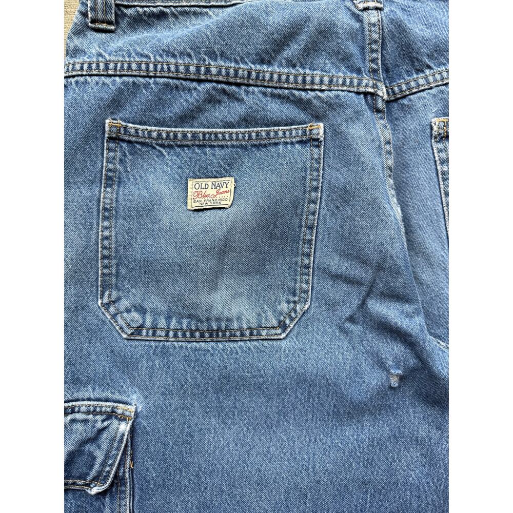 Vintage 90s Baggy Old Navy Blue Jeans Size 34x32 Cargo Denim - Picture 6 of 8